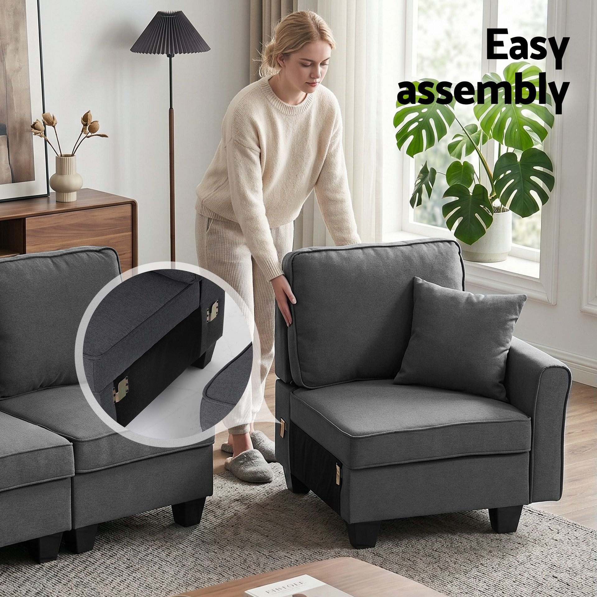 Artiss Modular Sectional U Shaped Storage Sofa Couches for Living Room Grey Awezingly