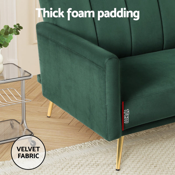 Artiss Sofa Bed 3 Seater Couch Convertible Lounge Adjustable Arm Recliner Velvet Artiss