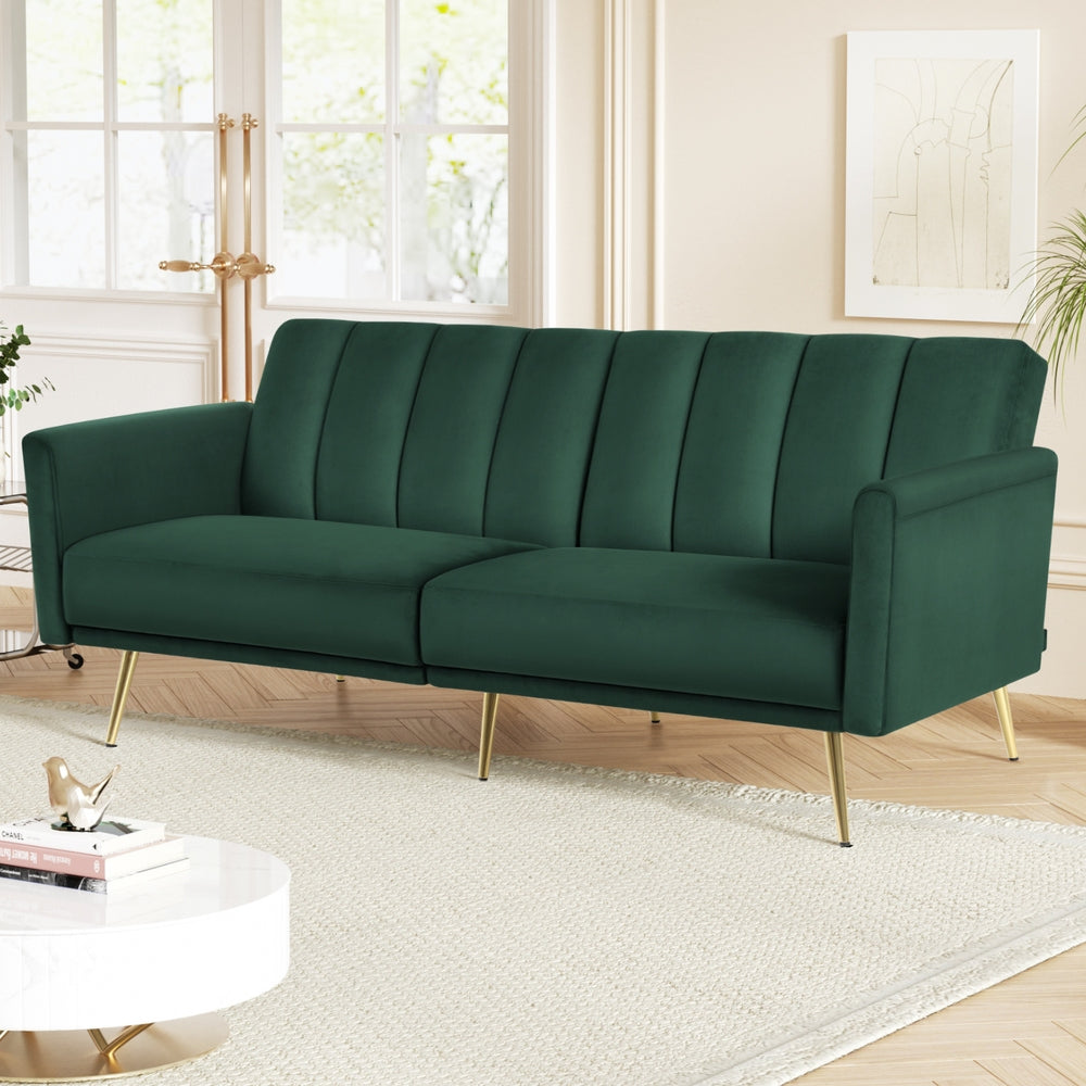 Artiss Sofa Bed 3 Seater Couch Convertible Lounge Adjustable Arm Recliner Velvet Artiss
