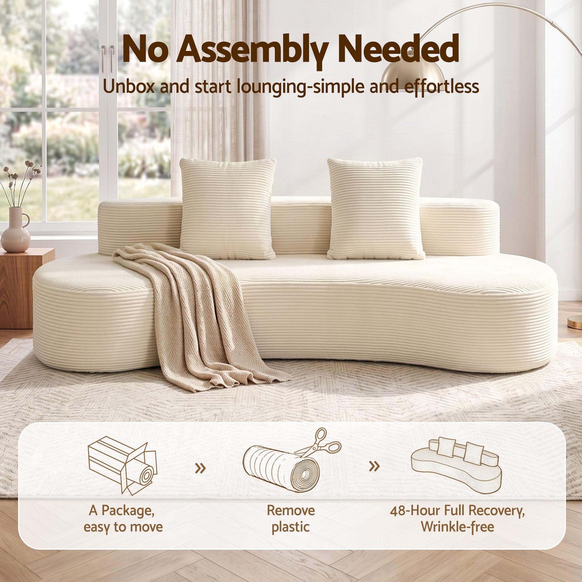 Artiss 228cm Modular Sofa Bed Sectional Boneless Couches for Living Room No Assembly Required Awezingly
