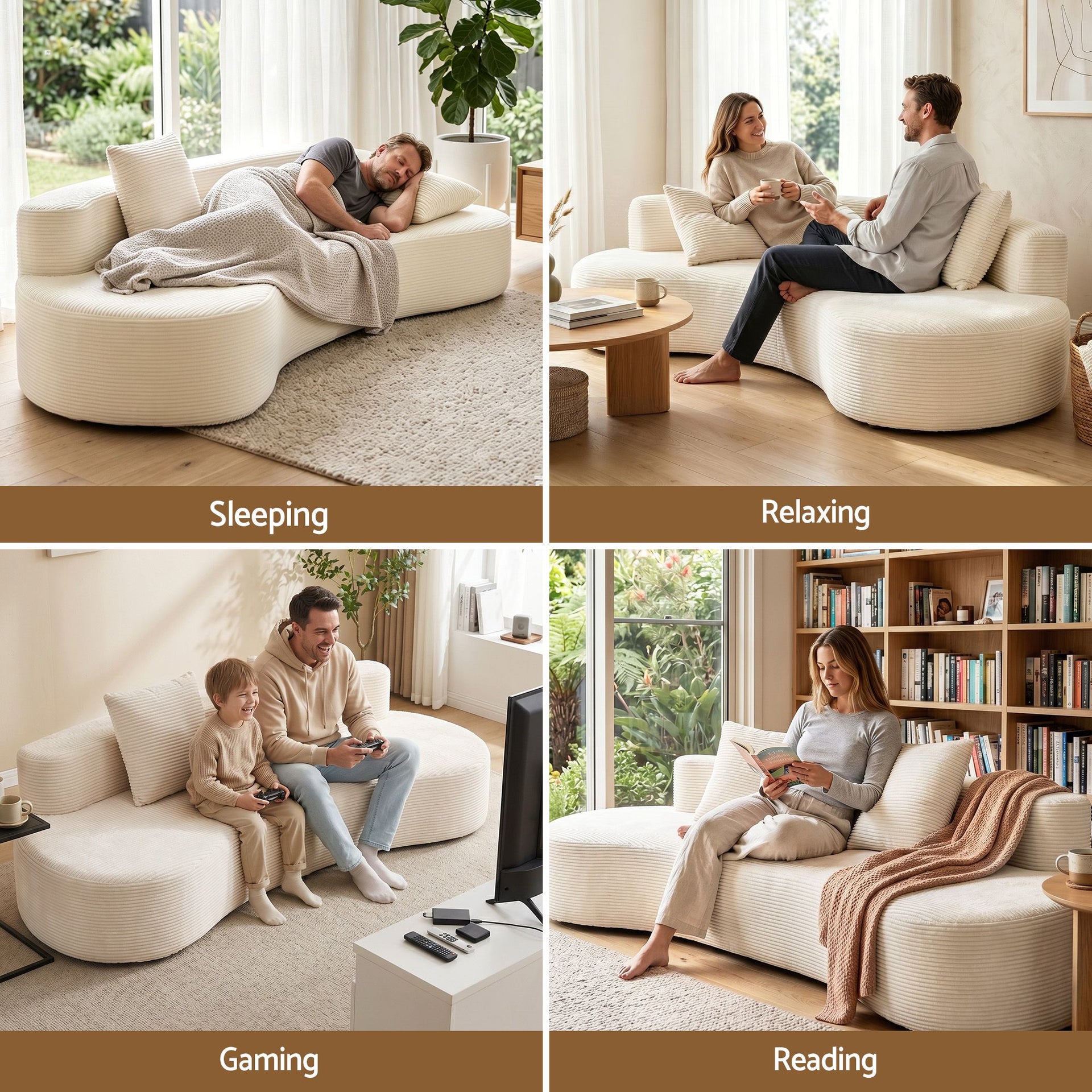 Artiss 228cm Modular Sofa Bed Sectional Boneless Couches for Living Room No Assembly Required Awezingly