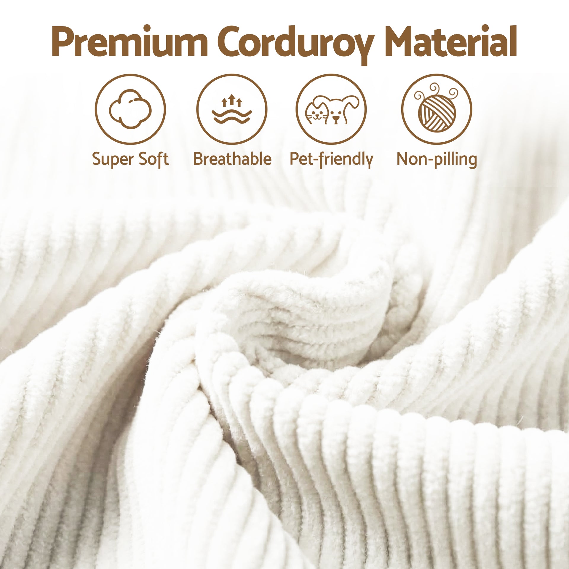 Artiss 3 Seater Modular Sofa Bed Sectional Boneless Couches for Living Room Corduroy Compressed Sofa White Awezingly