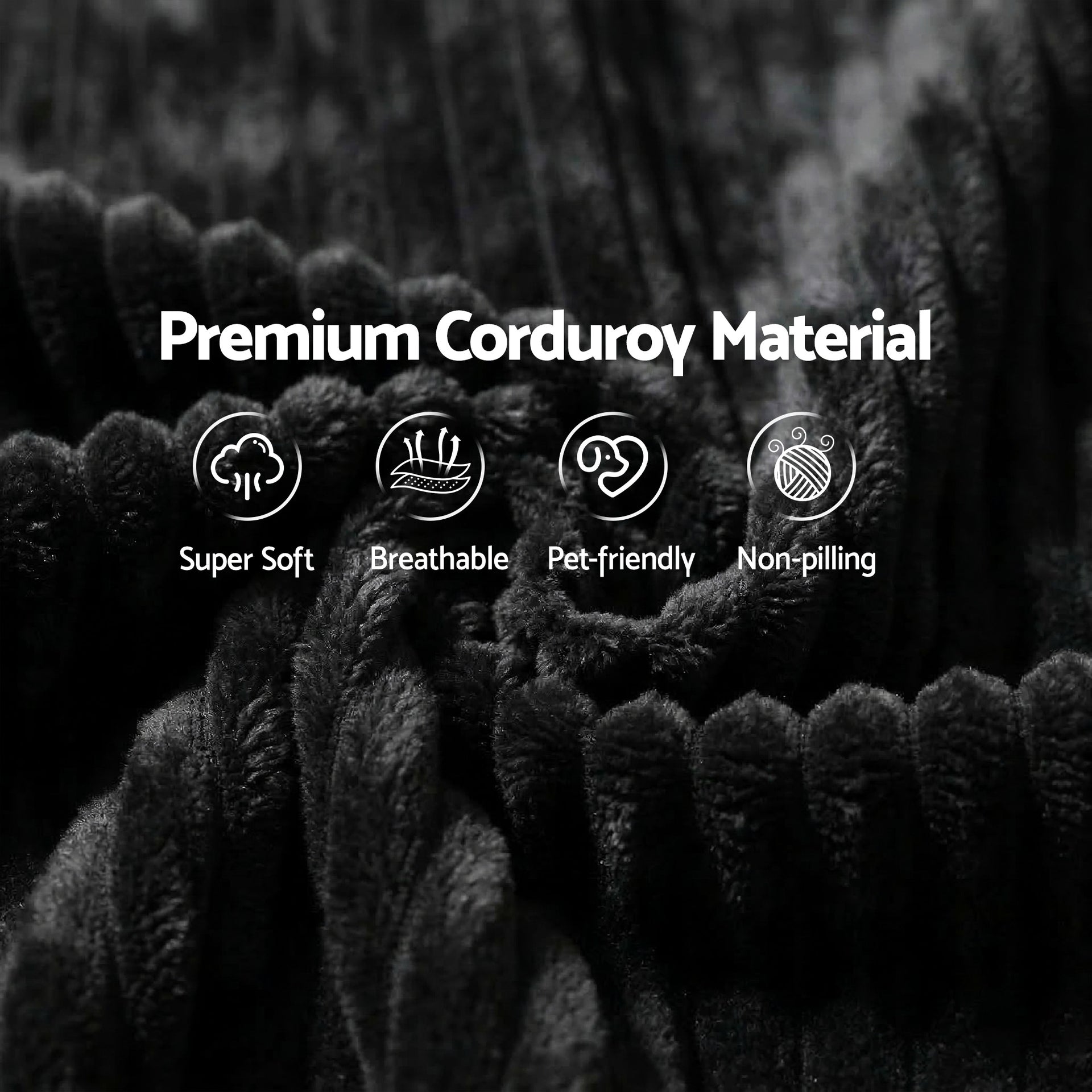 Artiss Modular Sofa Bed with Ottoman Sectional Boneless Couches for Living Room Corduroy Compressed Sofa Black Awezingly