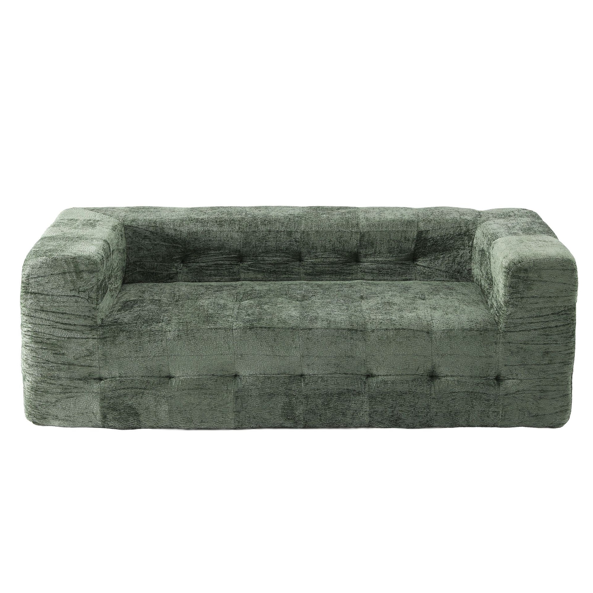 Artiss Comfort Boneless Sofa for Living Room Green Luxury Chenille Awezingly