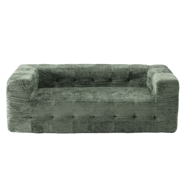 Artiss Comfort Boneless Sofa for Living Room Green Luxury Chenille Awezingly