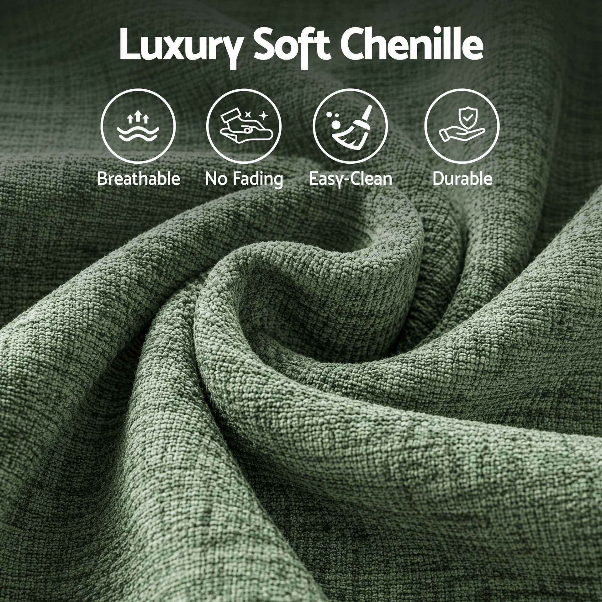 Artiss Comfort Boneless Sofa for Living Room Green Luxury Chenille Awezingly