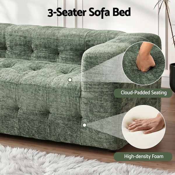 Artiss Comfort Boneless Sofa for Living Room Green Luxury Chenille Awezingly