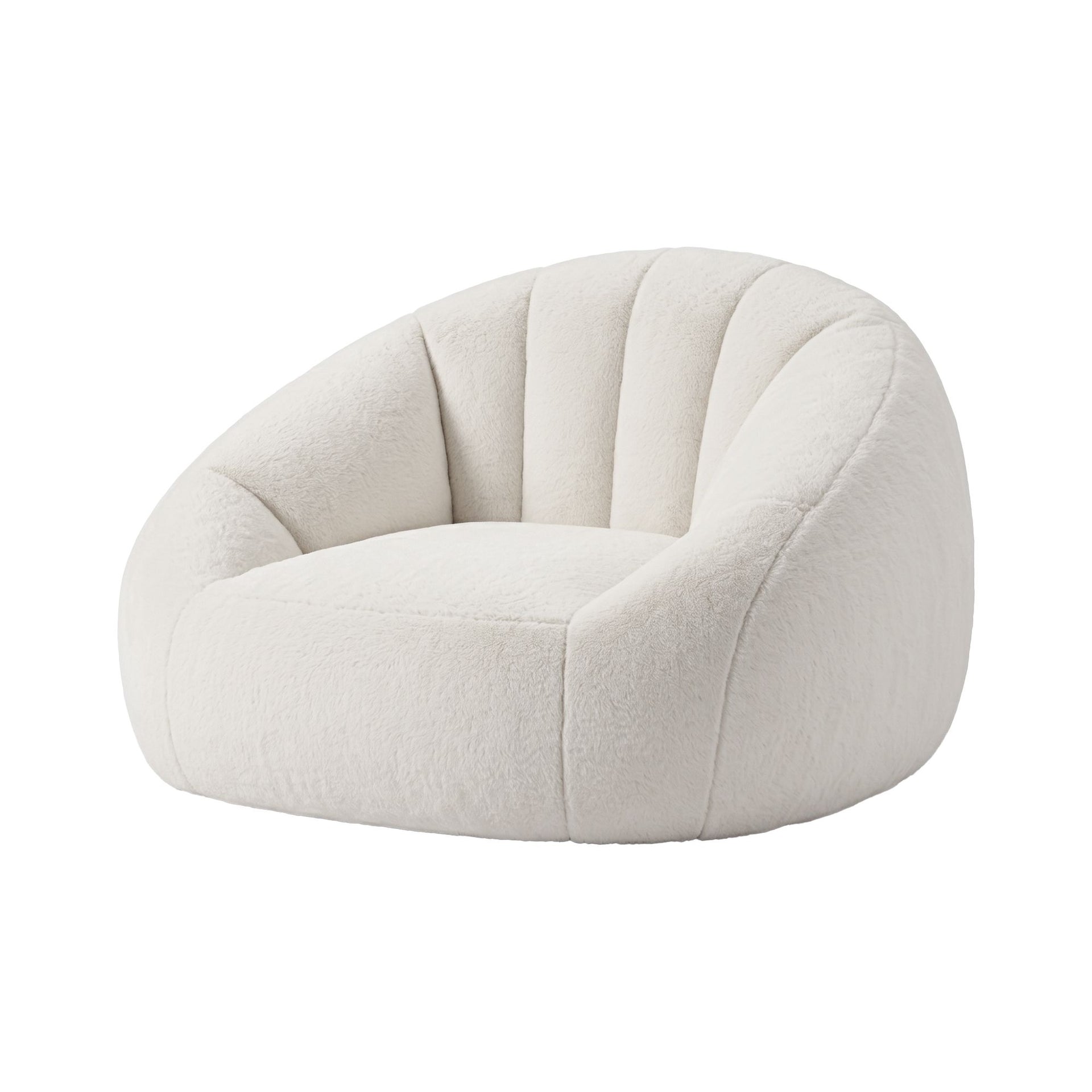 Artiss Single Small Boneless Couch Comfy Bean Bag for Living Room Faux Fur White Awezingly