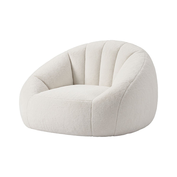 Artiss Single Small Boneless Couch Comfy Bean Bag for Living Room Faux Fur White Awezingly