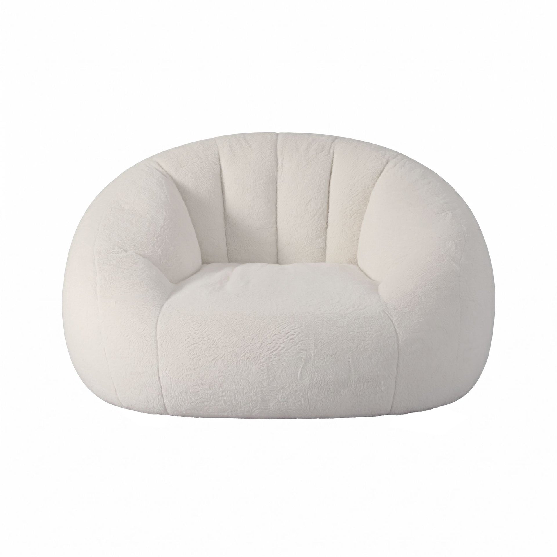 Artiss Single Small Boneless Couch Comfy Bean Bag for Living Room Faux Fur White Awezingly