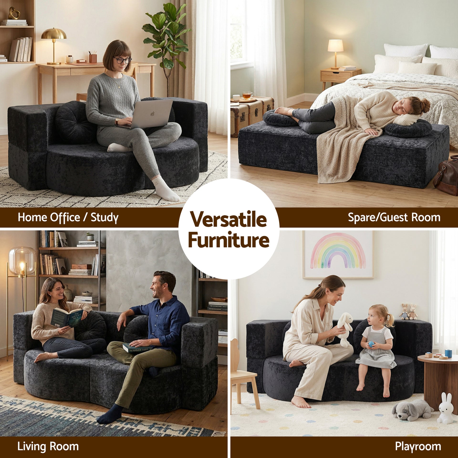 Artiss 2 in 1 Convertible Compressed Sofa Bed, Folding Boneless Sofabed for Living Room ,Comfort Curved Sleeper Couch with High Density Sponge, Apartment Essentials, No Assembly, 2 Pillows, Grey Awezingly