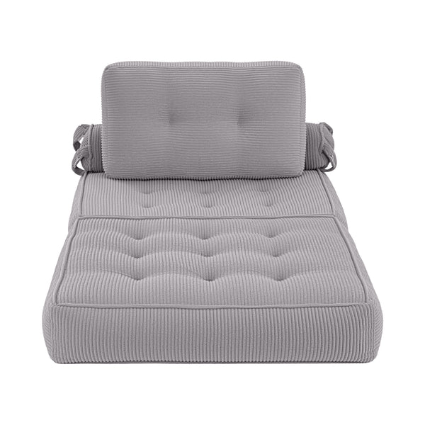 Artiss 1 Seater Corduroy Convertible Sofa Bed Pull Out Boneless Couch Grey Awezingly