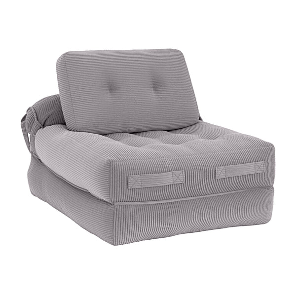 Artiss 1 Seater Corduroy Convertible Sofa Bed Pull Out Boneless Couch Grey Awezingly