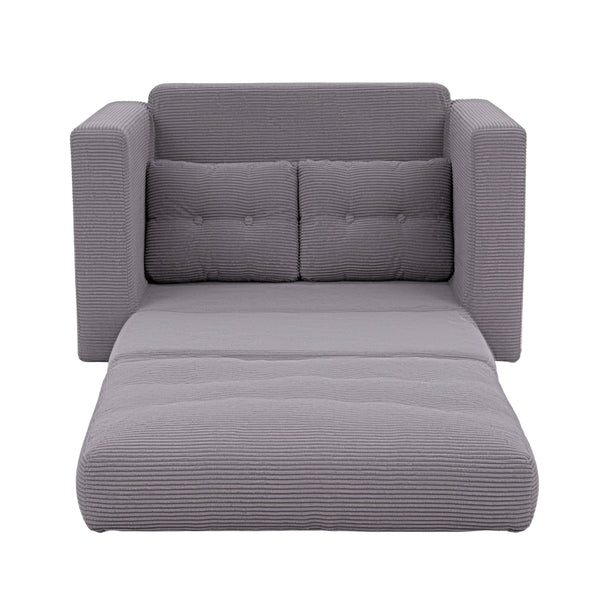 Artiss 2 Seater Corduroy Convertible Sofa Bed Pull Out Boneless Couch Grey Awezingly