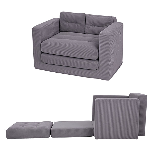 Artiss 2 Seater Corduroy Convertible Sofa Bed Pull Out Boneless Couch Grey Awezingly