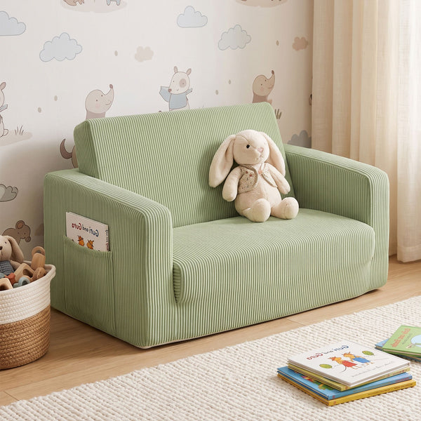Artiss 2-in-1 Sofa Foam Couch with Side Pocket Light Green Awezingly