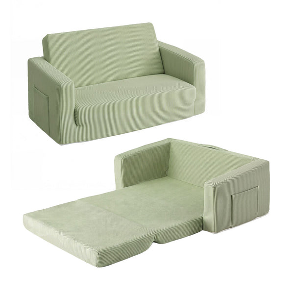 Artiss 2-in-1 Sofa Foam Couch with Side Pocket Light Green Awezingly