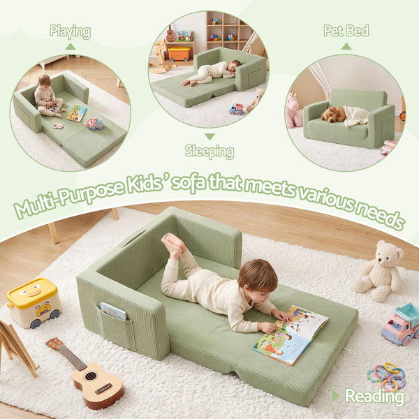 Artiss 2-in-1 Sofa Foam Couch with Side Pocket Light Green Awezingly