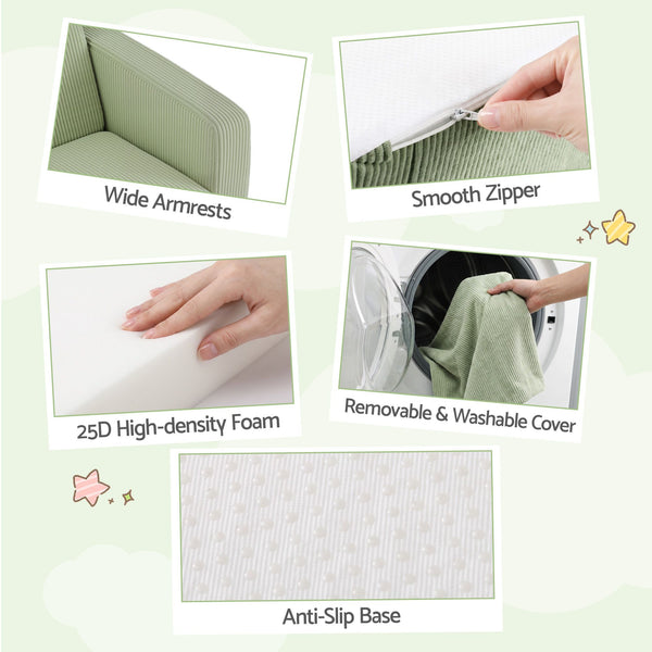 Artiss 2-in-1 Sofa Foam Couch with Side Pocket Light Green Awezingly