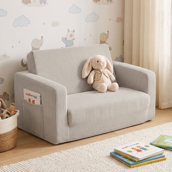 Artiss 2-in-1 Sofa Foam Couch with Side Pocket Light Grey Awezingly