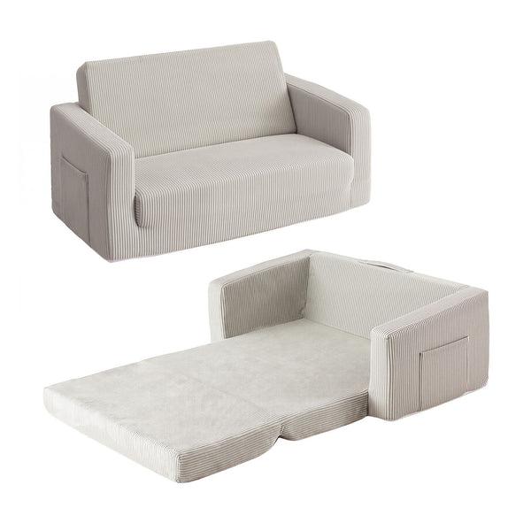 Artiss 2-in-1 Sofa Foam Couch with Side Pocket Light Grey Awezingly