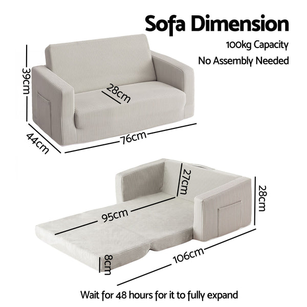 Artiss 2-in-1 Sofa Foam Couch with Side Pocket Light Grey Awezingly