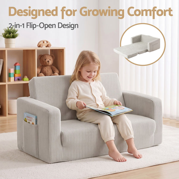 Artiss 2-in-1 Sofa Foam Couch with Side Pocket Light Grey Awezingly