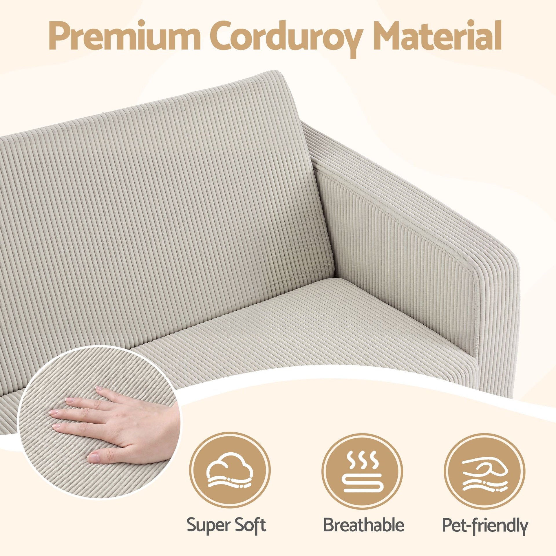 Artiss 2-in-1 Sofa Foam Couch with Side Pocket Light Grey Awezingly