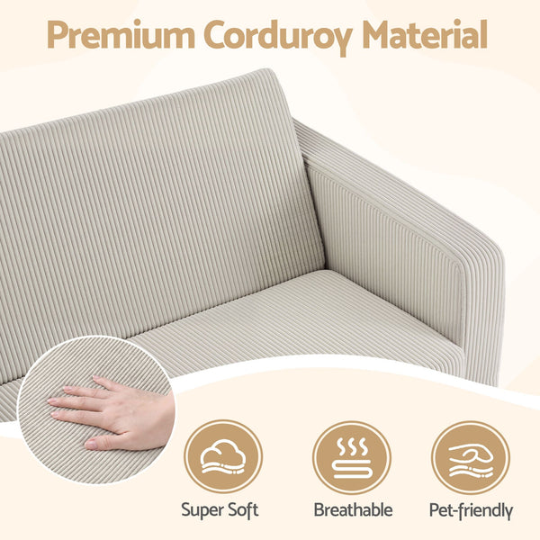 Artiss 2-in-1 Sofa Foam Couch with Side Pocket Light Grey Awezingly