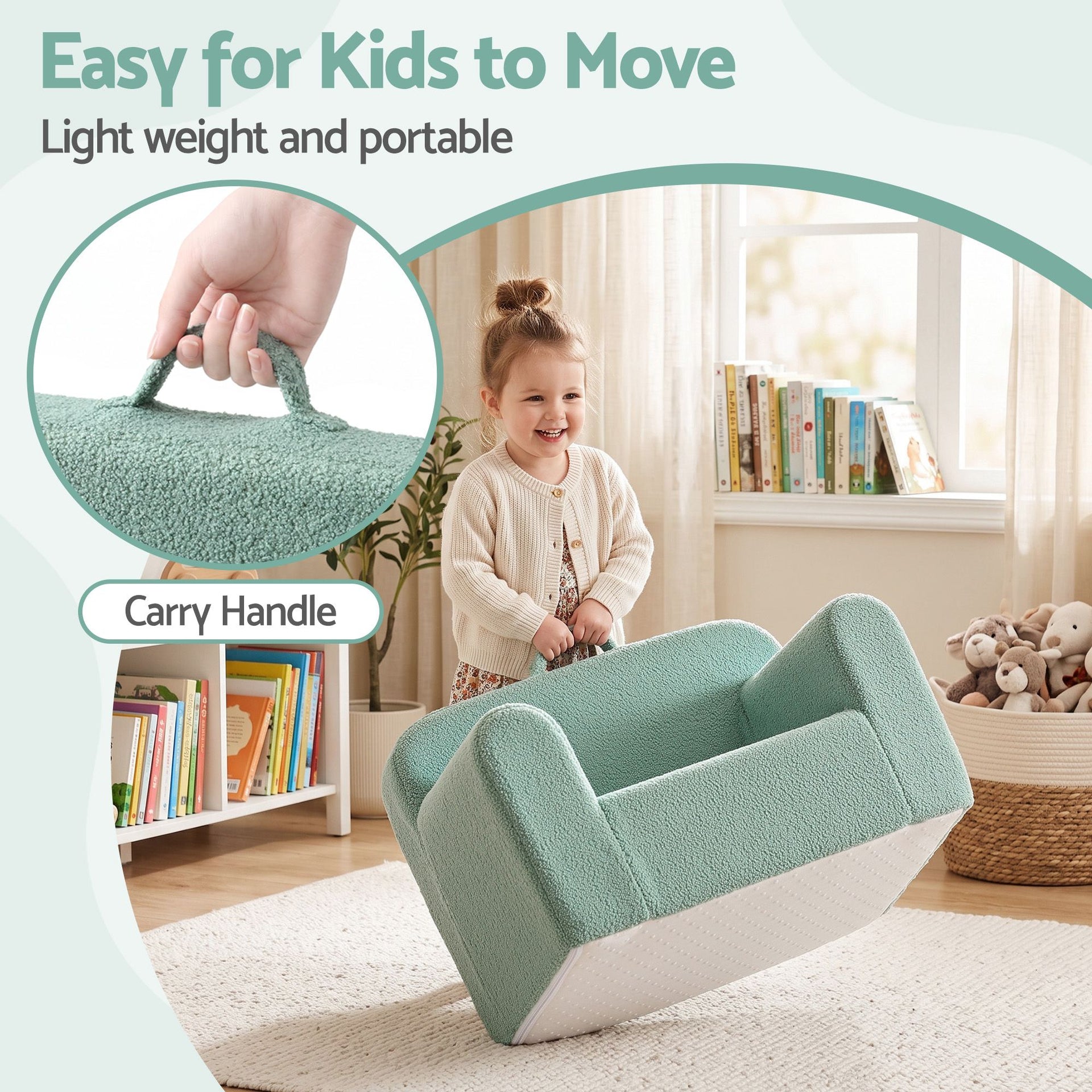 Artiss Sofa Foam Couch with Carry Handle Mint Green Awezingly