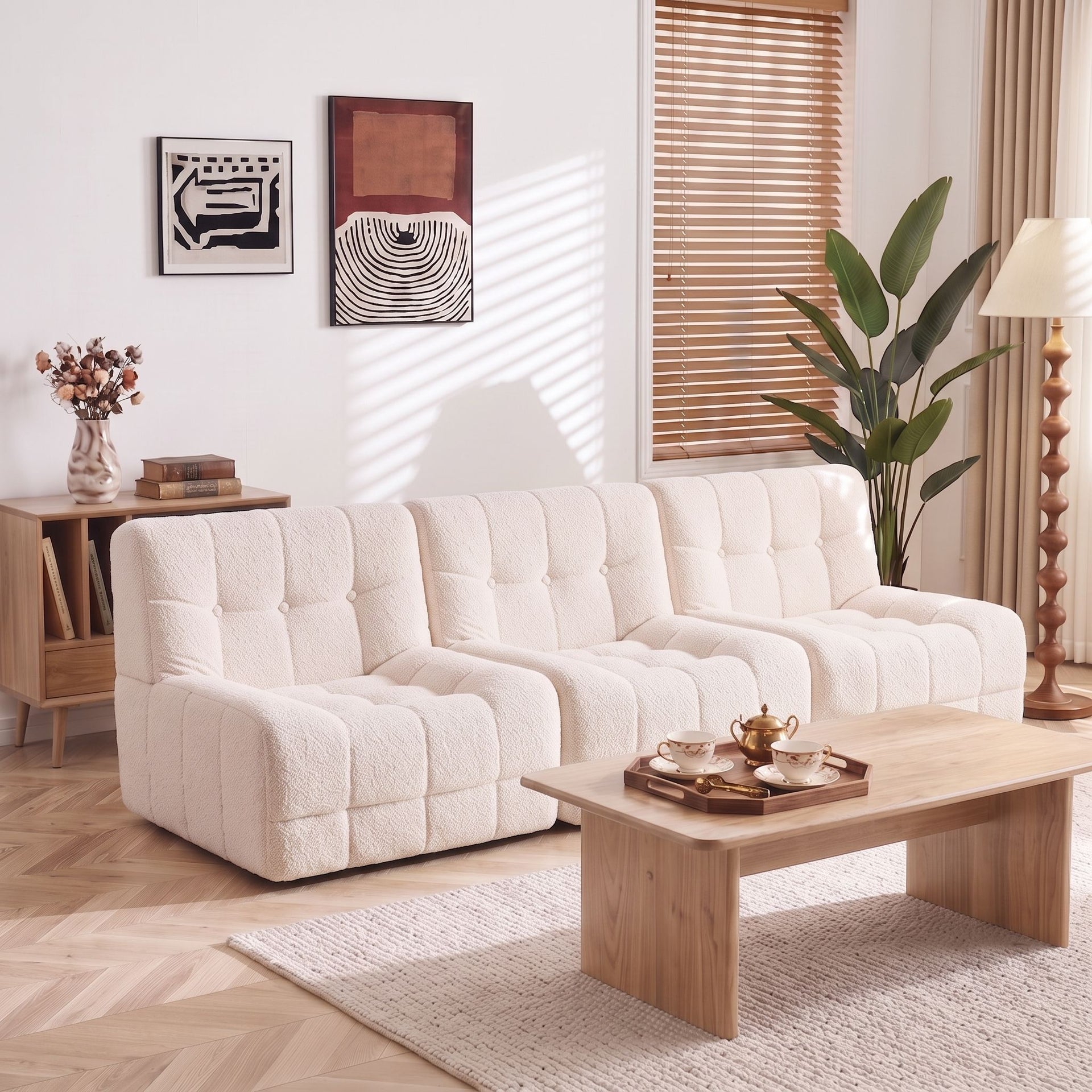 Artiss Set of 3 Sofa Modular Boneless Couches No Assembly White Awezingly