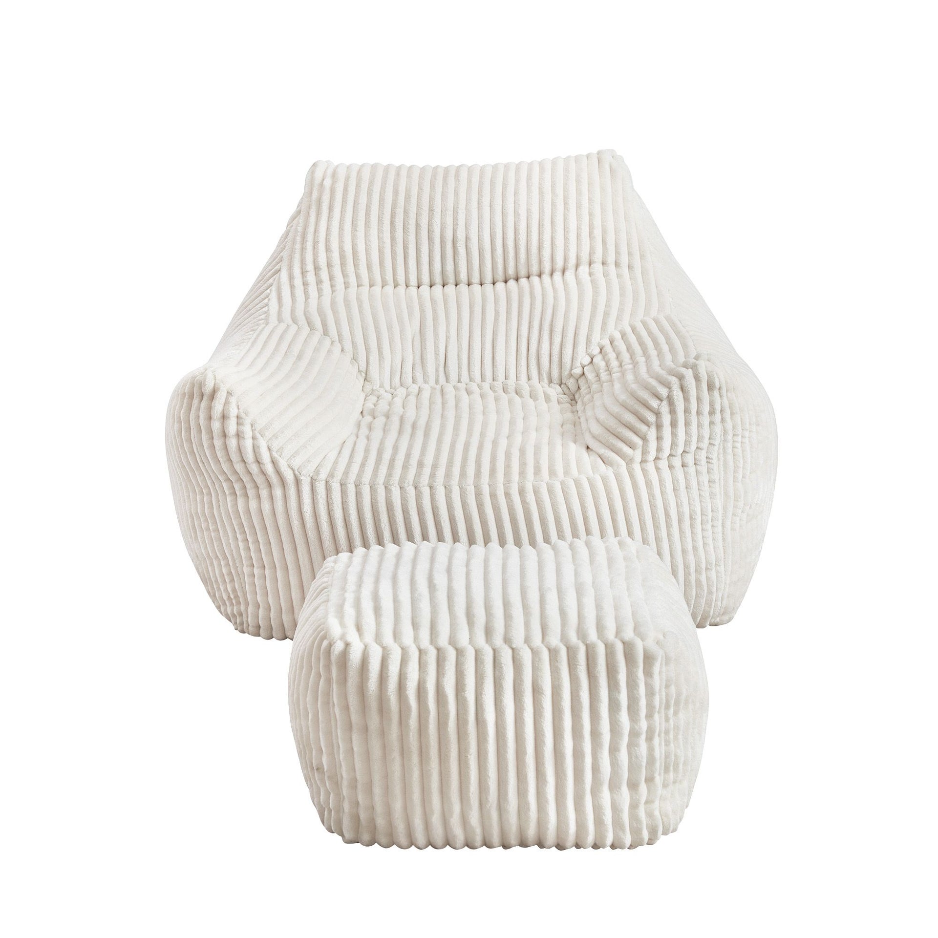 Artiss Bean Bag Sofa w/Ottoman Corduroy for Adults Teens White Artiss