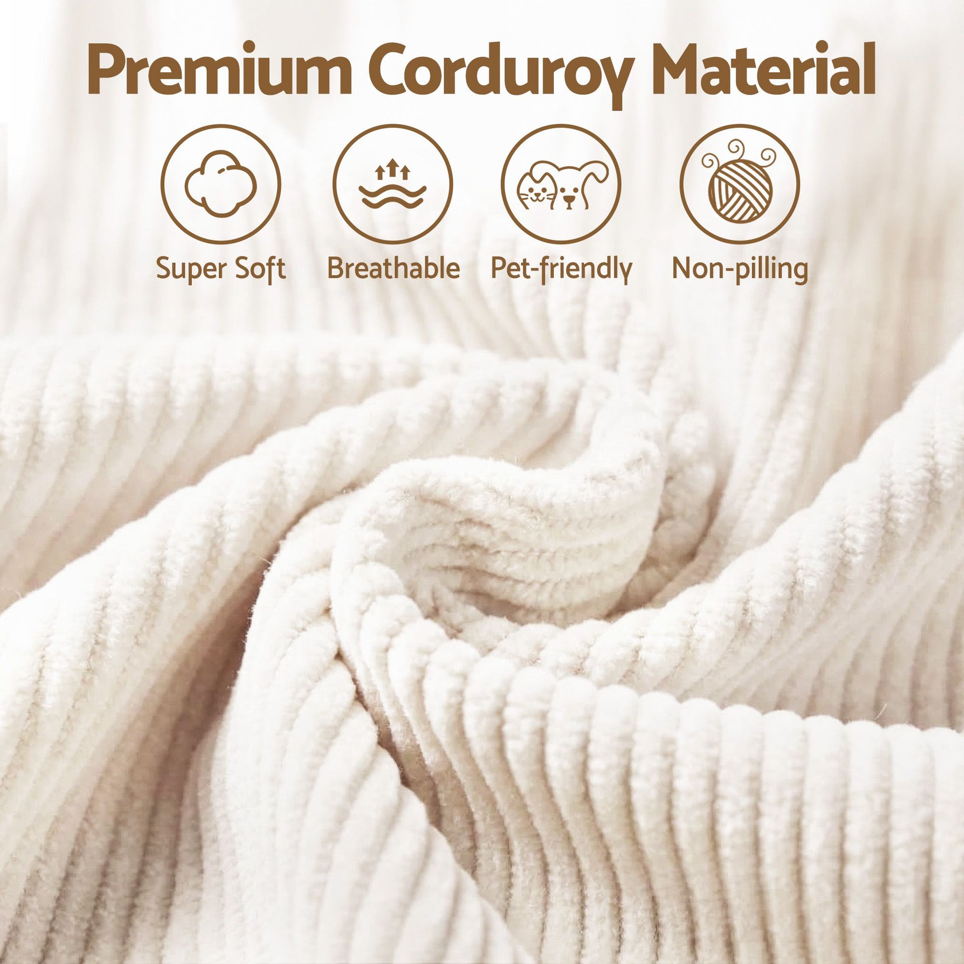 Artiss Bean Bag Sofa w/Ottoman Corduroy for Adults Teens White Artiss