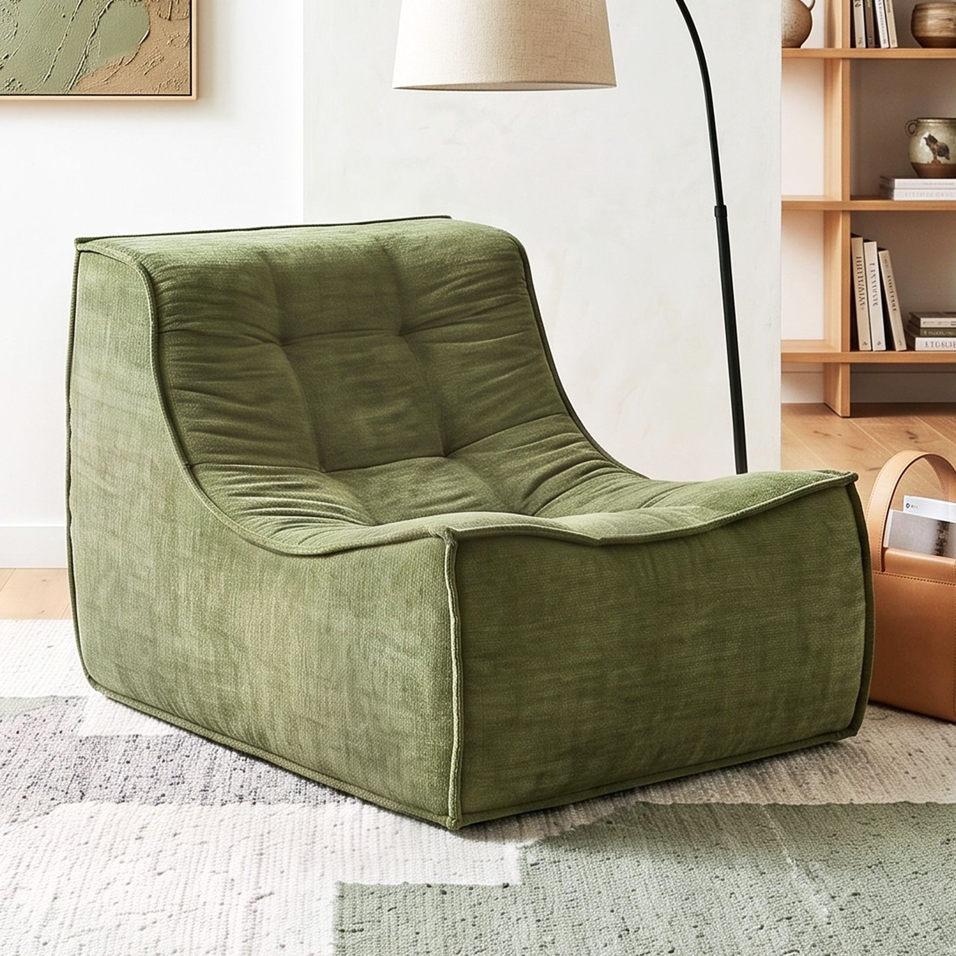 Artiss Floor Sofa Armless Chenille No Assembly Removable Cover Green Artiss