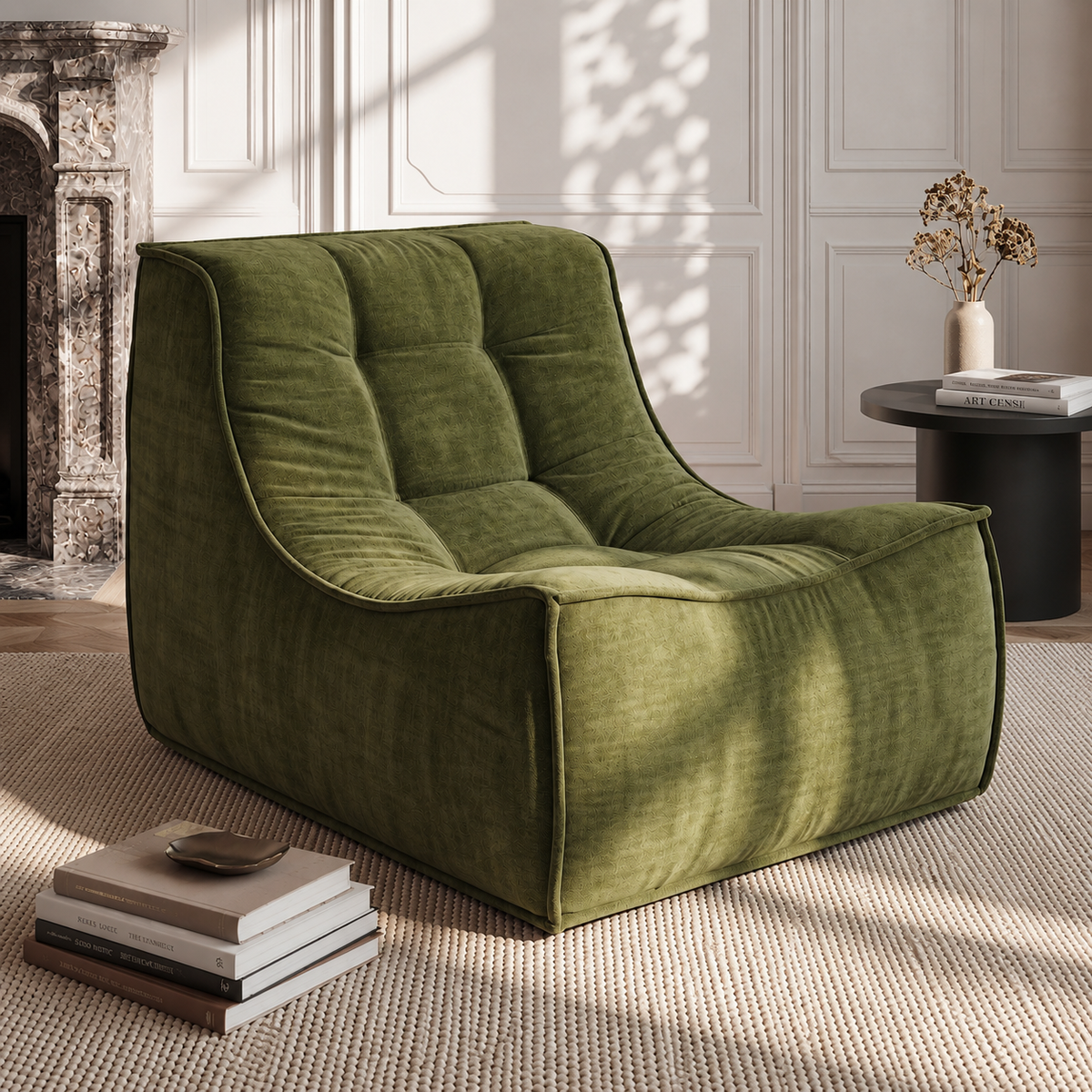 Artiss Floor Sofa Armless Chenille No Assembly Removable Cover Green Artiss