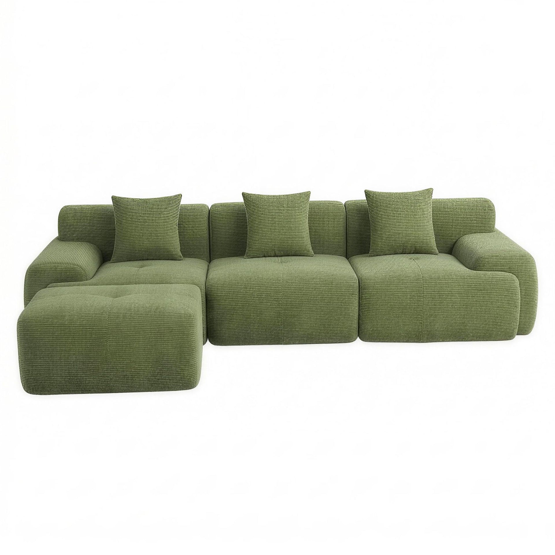 Artiss 300cm Modular Sofa Bed Comfort L-Shaped Sectional Boneless Couch Green Awezingly