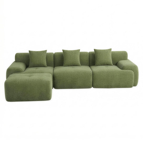 Artiss 300cm Modular Sofa Bed Comfort L-Shaped Sectional Boneless Couch Green Awezingly