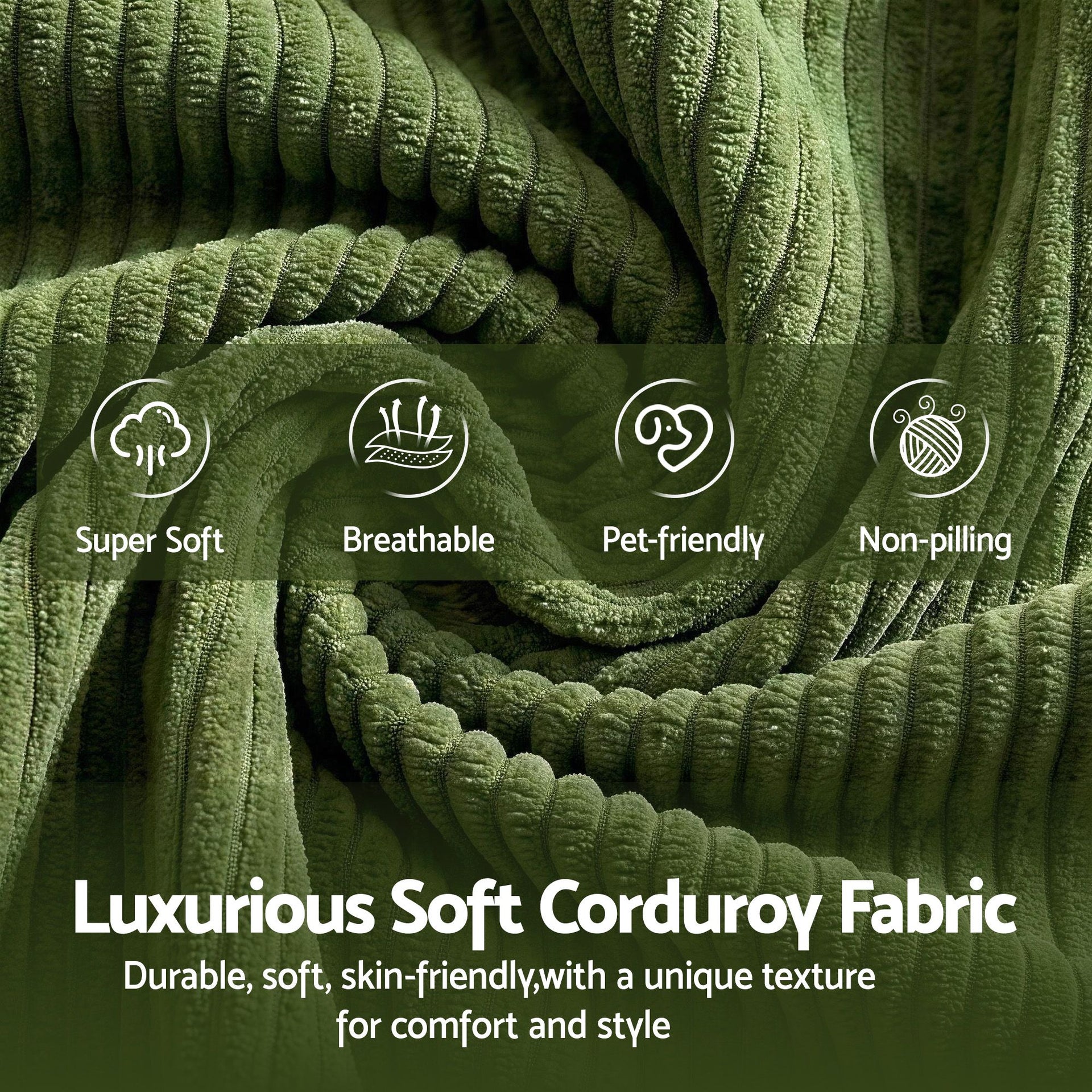 Artiss 300cm Modular Sofa Bed Comfort L-Shaped Sectional Boneless Couch Green Awezingly