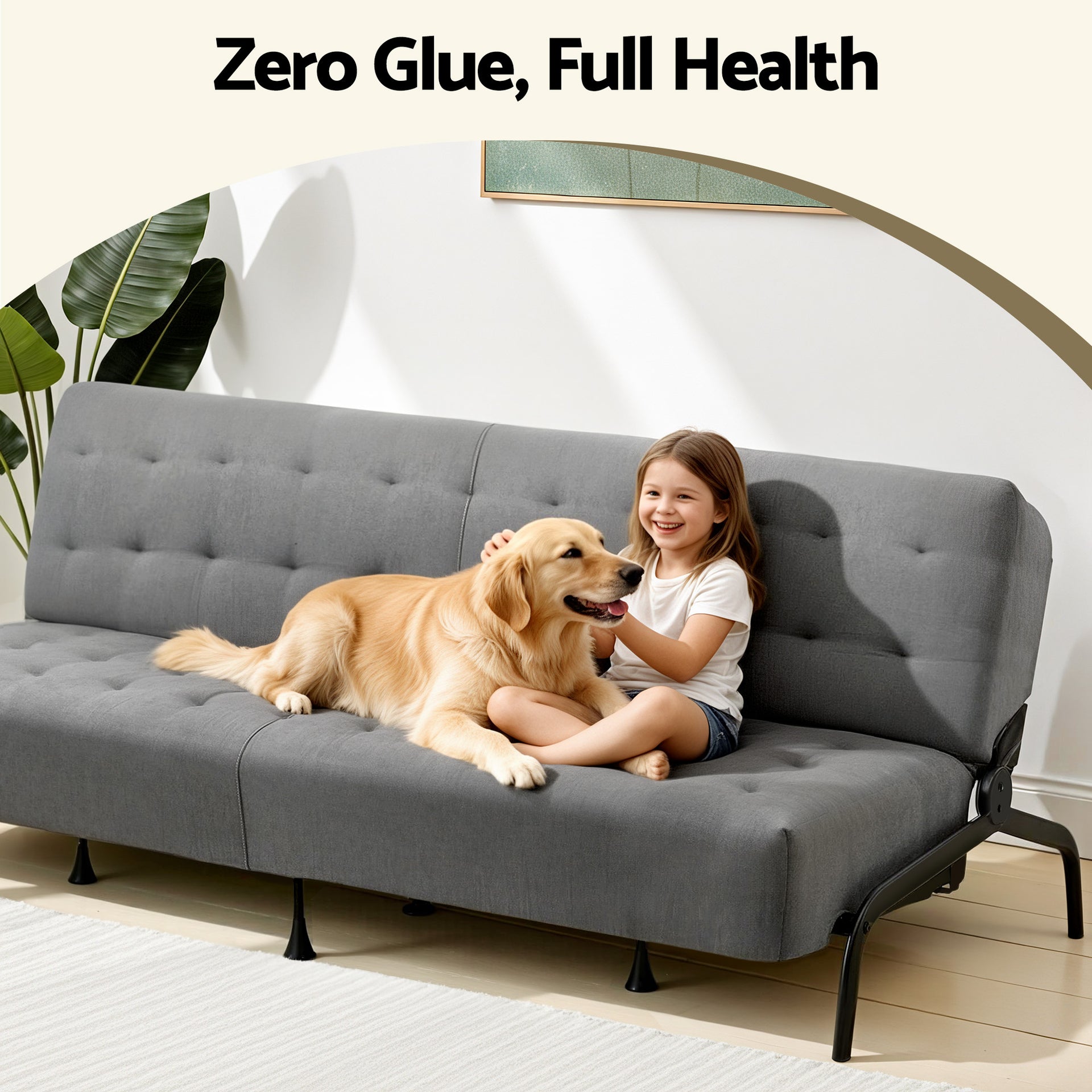 Artiss Sofa Bed, 1.9m 3-Seater Soft Innerspring Adjustable Couch Futon Chair for Apartment Dorm Living Room Office Study Bedroom, Grey Awezingly