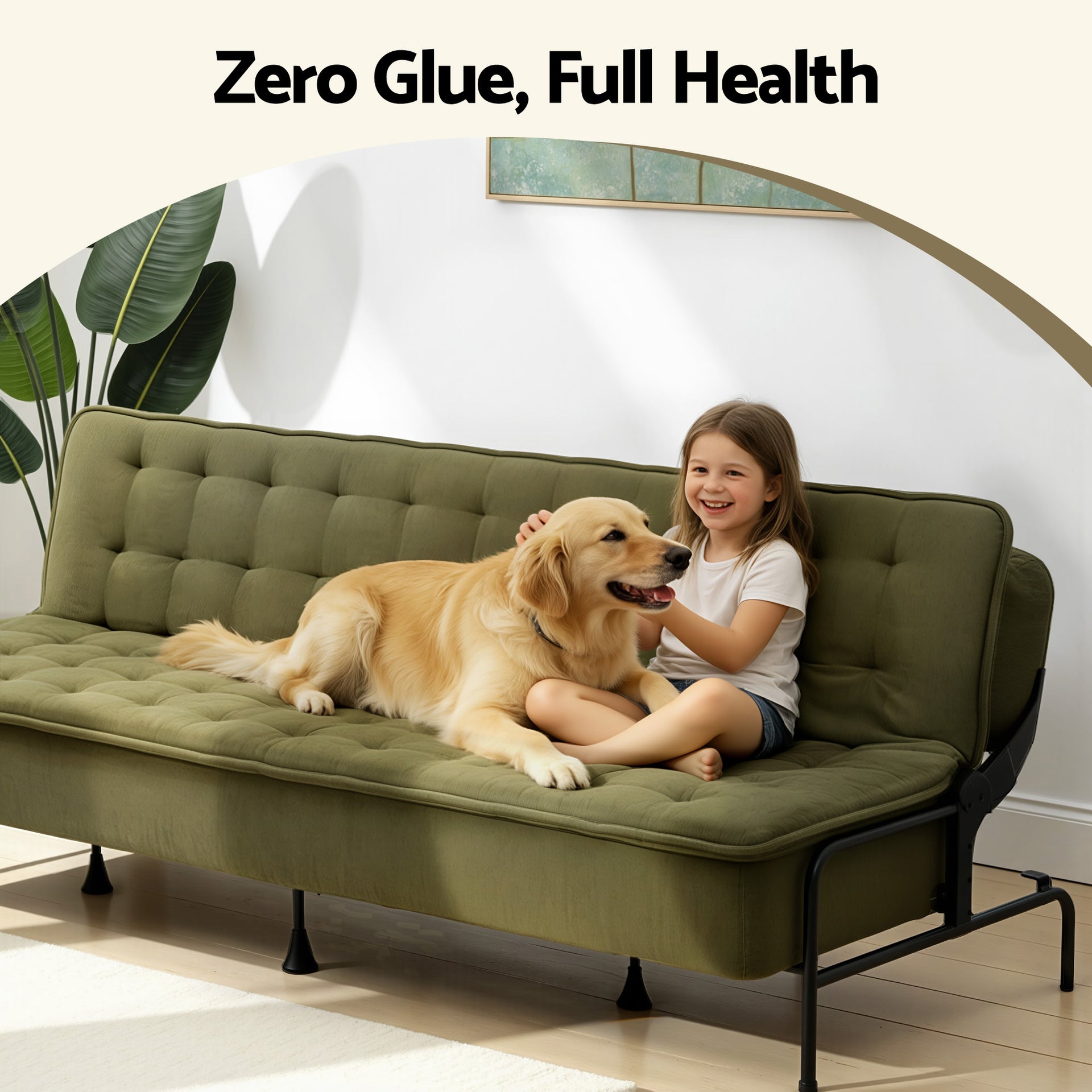 Artiss Sofa Bed, 1.9m 3-Seater Soft Innerspring Adjustable Couch Futon Chair for Apartment Dorm Living Room Office Study Bedroom, Green Awezingly