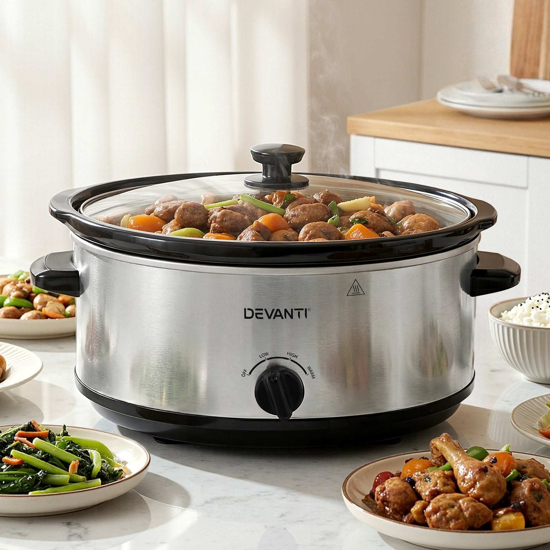 Devanti 6.5L Slow Cooker Electric Multi Cooker with 3 Heat Settings and Keep Warm Function Awezingly