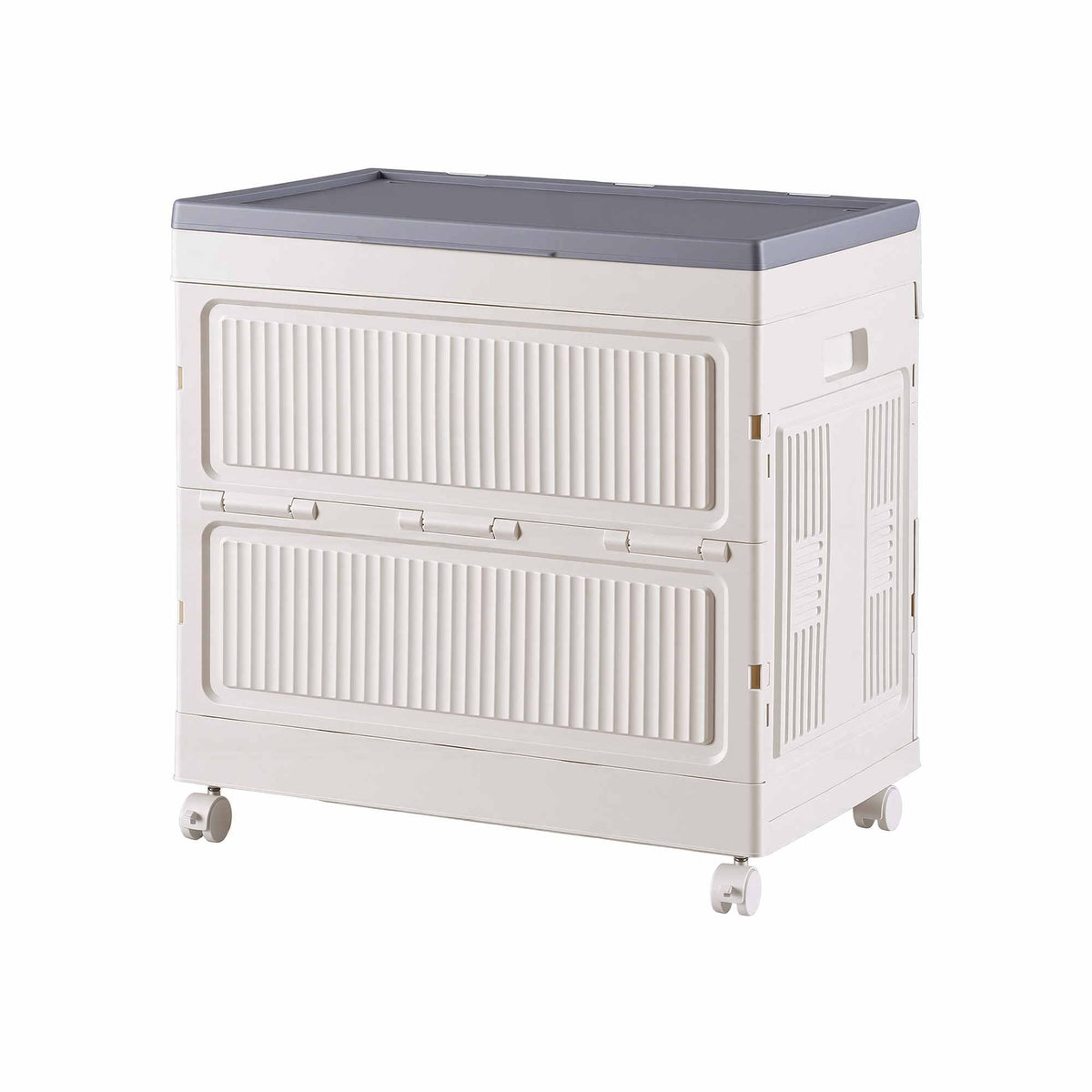 Artiss Foldable Storage Cabinet Stackable Box Flip-Top Rolling Organiser White Awezingly