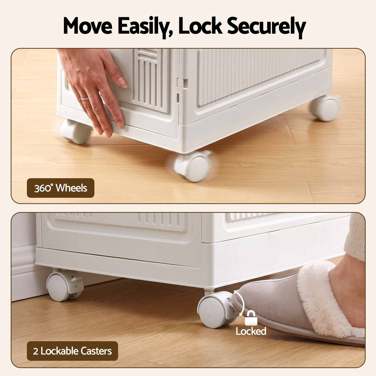 Artiss Foldable Storage Cabinet Stackable Box Flip-Top Rolling Organiser White Awezingly