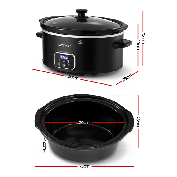 Devanti 5.6L Slow Cooker Electric Multi Cooker with 3 Heat Settings and Keep Warm Function Awezingly
