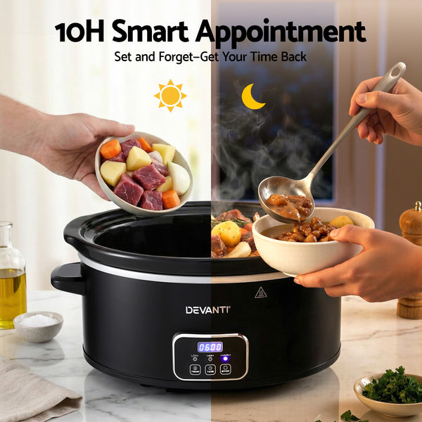 Devanti 5.6L Slow Cooker Electric Multi Cooker with 3 Heat Settings and Keep Warm Function Awezingly