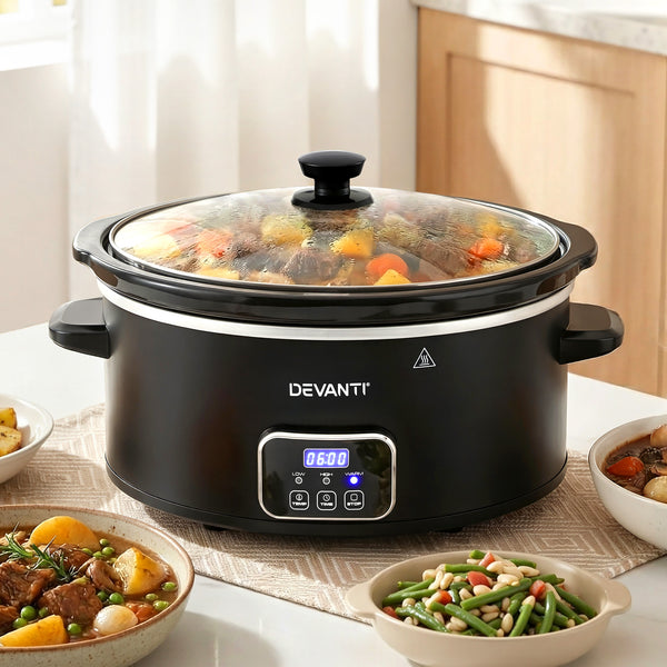 Devanti 5.6L Slow Cooker Electric Multi Cooker with 3 Heat Settings and Keep Warm Function Awezingly