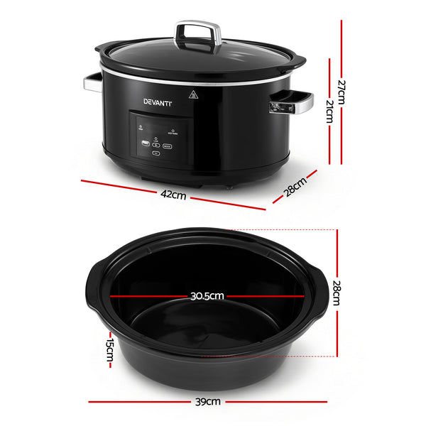 Devanti 8L Slow Cooker Electric Multi Cooker with 3 Heat Settings and Keep Warm Function Awezingly