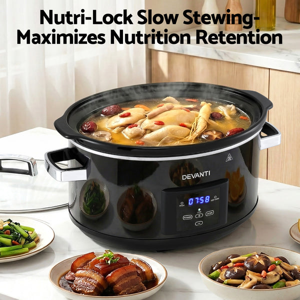 Devanti 8L Slow Cooker Electric Multi Cooker with 3 Heat Settings and Keep Warm Function Awezingly