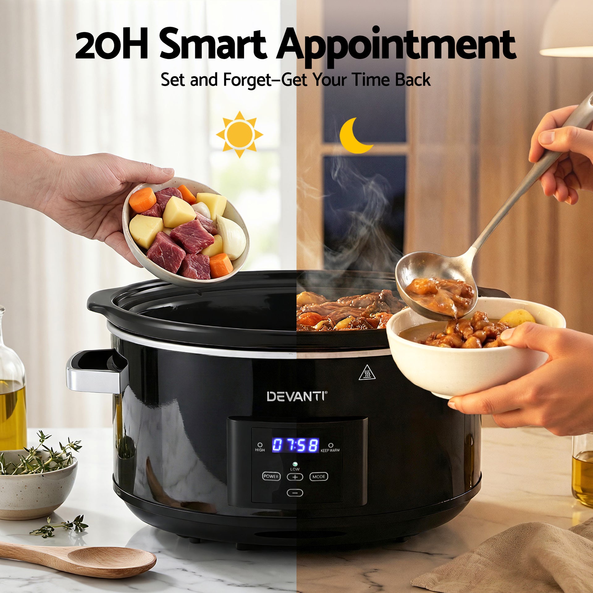 Devanti 8L Slow Cooker Electric Multi Cooker with 3 Heat Settings and Keep Warm Function Awezingly
