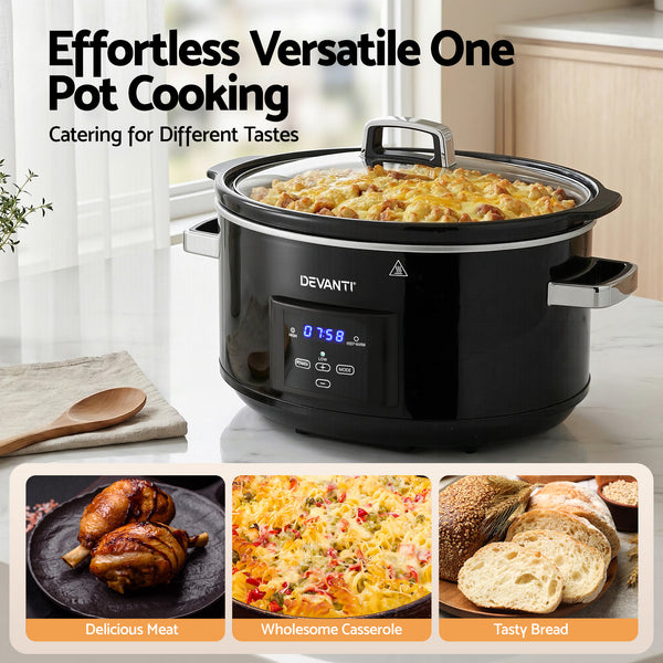 Devanti 8L Slow Cooker Electric Multi Cooker with 3 Heat Settings and Keep Warm Function Awezingly